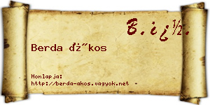 Berda Ákos névjegykártya